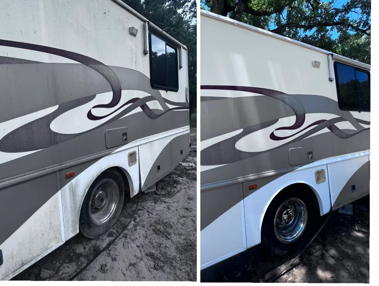 Before and after RV exterior cleaning result